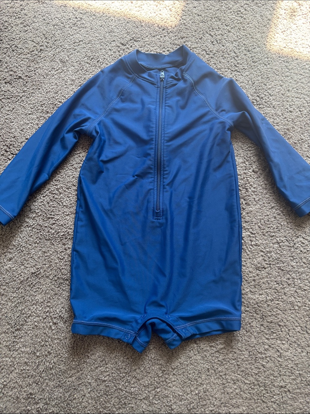 Primary Royal Blue Zippered Kids Rash Guard